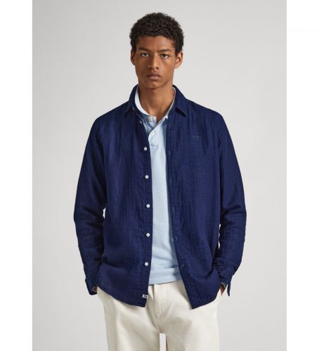 Til mænd. PM308191 Calvert navy skjorte (L), Casual, Bomuld, Lange ærmer - Pepe Jeans - Modalova