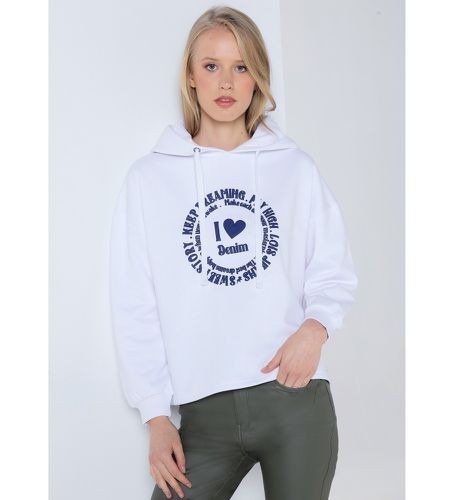 Til kvinder. 464442421 Grafisk sweatshirt med hætte, (XS), Casual, Bomuld, Lange ærmer - Lois Jeans - Modalova