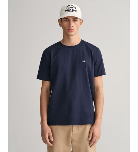 Til mænd. 2003184 Regular Fit Shield T-shirt navy (M), Casual, Bomuld, Korte ærmer, Bæredygtig - Gant - Modalova