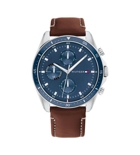 Til mænd. 1791837 Analogt ur med læderrem Stålblå (OSFA), Casual, Strop - Tommy Hilfiger - Modalova
