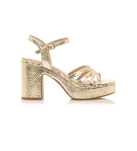 Til kvinder. 59609 Britt gold dress sandals -Hælhøjde 7 cm (36), Guldfarvet, 5-8 cm, Spænder, Casual - Mustang - Modalova