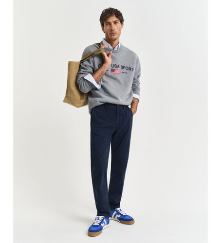 Til mænd. 1505228 Slim Fit Chino-bukser med struktureret tekstur Struktureret Marine (31), Casual, Bomuld, Økologisk bomuld - Gant - Modalova