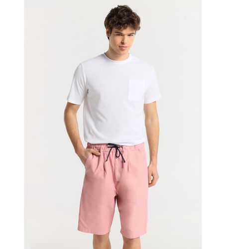 Til mænd. 610017000 Chino bermudashorts - mediumhøjde med elastisk linning i rosa hør (S), Casual, Pink, Linned - Victorio & Lucchino, V&L - Modalova