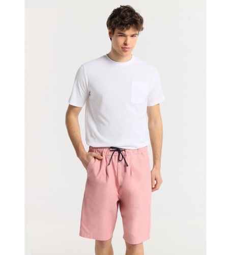 Til mænd. 610017000 Chino bermudashorts - mediumhøjde med elastisk linning i rosa hør (M), Casual, , Linned - Victorio & Lucchino, V&L - Modalova