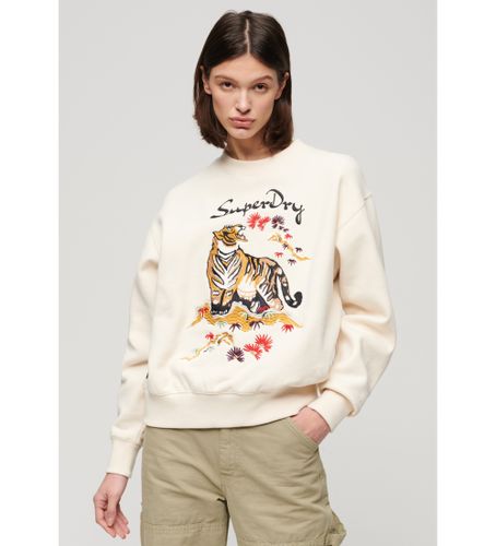 Til kvinder. W2012105A Løs sweatshirt med broderi Suika (M), Casual, Bomuld, Lange ærmer - Superdry - Modalova