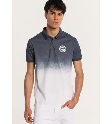 Til mænd. 132493871 - Navy kortærmet poloshirt med tie dye-print (M), Casual, Bomuld, Korte ærmer - Lois Jeans - Modalova