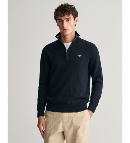 Til mænd. 8030564 Klassisk bomuldstrøje med navyfarvet halv lynlås (S), Casual - Gant - Modalova