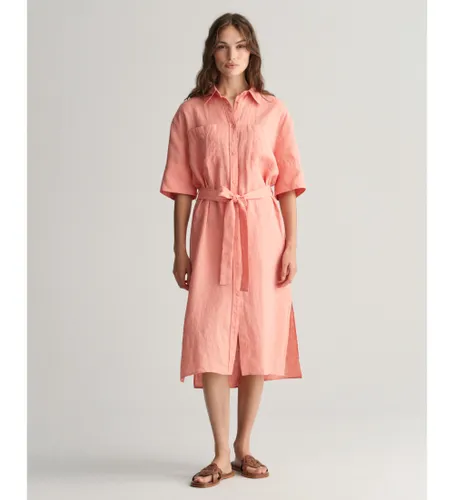 Til kvinder. 4503319 Kortærmet skjortekjole i hør (38), Casual, Linned, 3/4 ærmer - Gant - Modalova