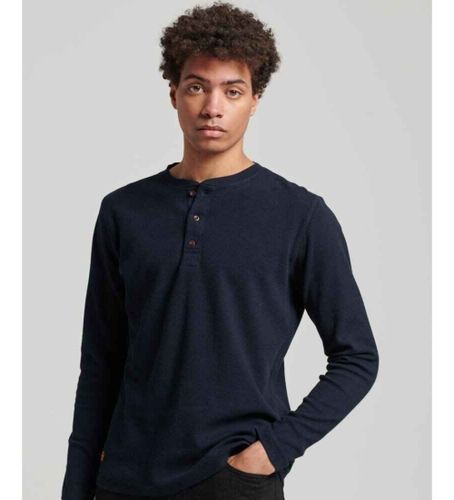 Til mænd. M6010776A Navy-præget T-shirt (S), Casual, Bomuld, Lange ærmer - Superdry - Modalova
