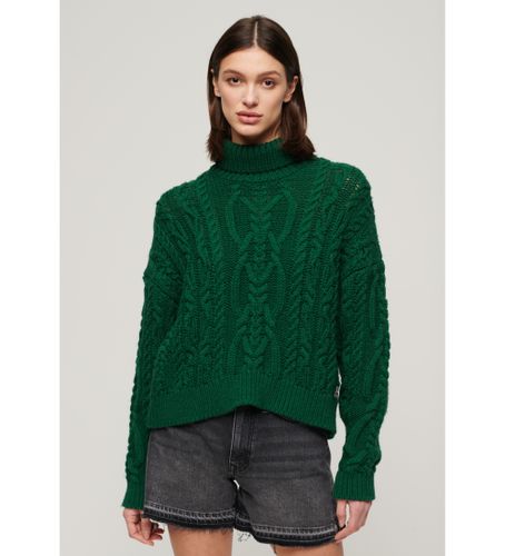 Til kvinder. W6110450A Flettet strikket trøje med polokrave (S), Casual, Akryl, Lange ærmer - Superdry - Modalova
