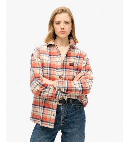 Til kvinder. W4010452A -ternet flannel-overshirt (XS), Casual, Bomuld, Lange ærmer, Koralfarvet - Superdry - Modalova