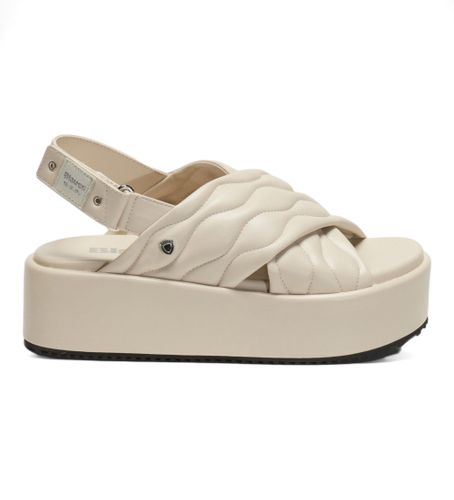 Til kvinder. S4OPAL01 Opal 01 cremefarvede lædersandaler -Platformhøjde 6 cm (40), , 5-8 cm, Velcro, Casual - Blauer - Modalova