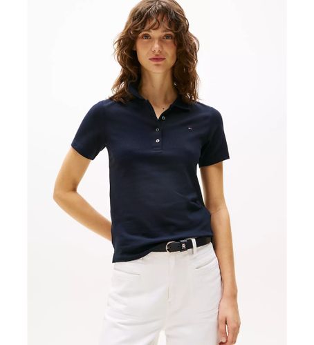 Til kvinder. WW0WW42047 1985 navy polo shirt (L), Casual, Korte ærmer, Økologisk bomuld, Bæredygtig - Tommy Hilfiger - Modalova