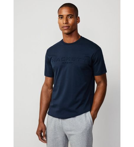 Til mænd. HM500829 Navy T-shirt med indgravering (S), Casual, Bomuld, Korte ærmer - Hackett London - Modalova