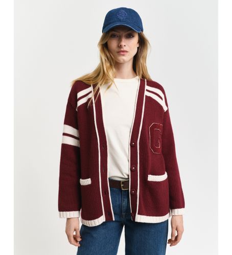 Til kvinder. 4805281 Varsity Cardigan med spidskrave rødbrun (XL), Casual, Økologisk bomuld, Bæredygtig - Gant - Modalova