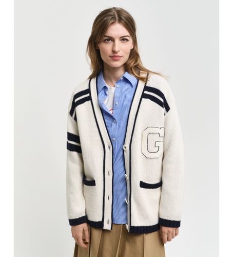 Til kvinder. 4805281 Varsity Cardigan med spidskrave (XL), Casual, Økologisk bomuld, Bæredygtig - Gant - Modalova