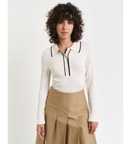 Til kvinder. 4201269 Langærmet ribbet poloshirt (L), Casual, Viscose, Lange ærmer - Gant - Modalova