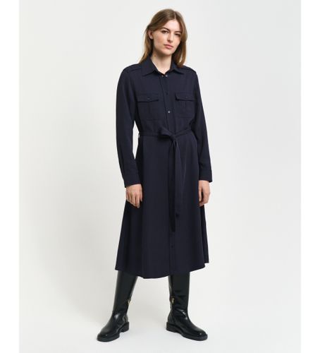 Til kvinder. 4503351 Navy skjortekjole med lomme (36), Casual, Viscose, Lange ærmer - Gant - Modalova