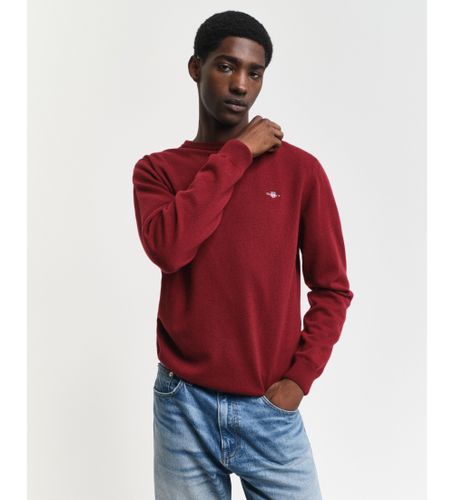 Til mænd. 87211 Meget fin fåreuldstrøje med bordeauxfarvet rund krave (L), Casual, Bomuld - Gant - Modalova