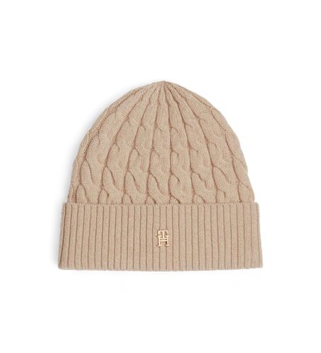 Til kvinder. AW0AW16629 Marinebeige kabelhue (OSFA), Casual, Bomuld - Tommy Hilfiger - Modalova