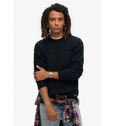 Til mænd. M6110638A Navy Jacob flettet strikket pullover (L), Casual, Akryl, Bæredygtig - Superdry - Modalova