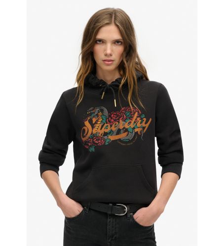 Til kvinder. W2012130A Sweatshirt med hætte og Tattoo Script-grafik (S), Casual, Bomuld, Bæredygtig - Superdry - Modalova
