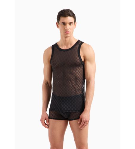 Til mænd. 112049_4F527 Tank top i mesh med integreret ørnelogo i jacquardstof (M), Afslappet, Polyester, Uden ærmer/strop - Emporio Armani - Modalova