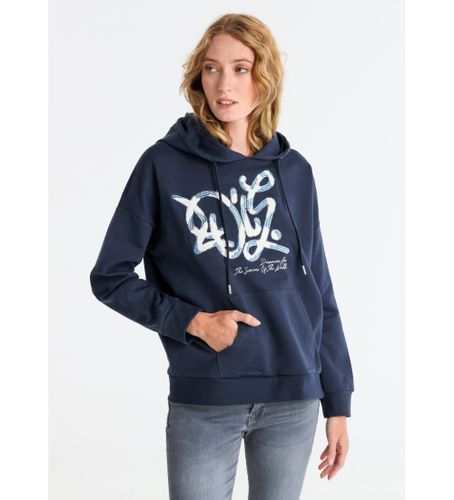 Til kvinder. 464612653 Kanguro Sweatshirt Navy Pailletter (XS), Casual, Bomuld, Lange ærmer, Blå - Lois Jeans - Modalova