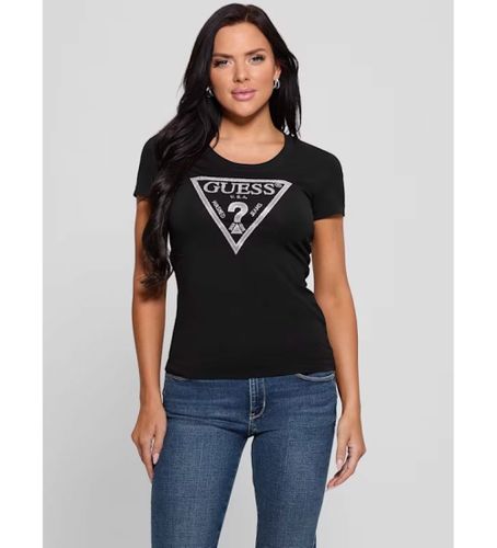 Til kvinder. W5RI11J1314 Skinnende logo T-shirt (M), Casual, Bomuld, Korte ærmer - Guess - Modalova