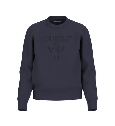 Til mænd. M5RQ08KCN01 Sweatshirt med navyfarvet logo foran (L), Casual, Bomuld - Guess - Modalova