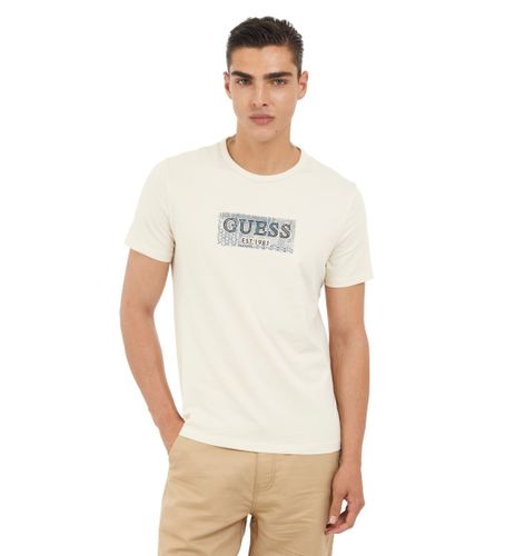 Til mænd. M5GI19J1314 Box T-shirt off-white (S), , Casual, Bomuld, Korte ærmer - Guess - Modalova