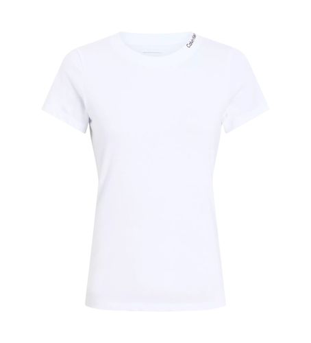 Til kvinder. J20J225540 T-shirt med hvidt logo på kraven (L), Casual, Korte ærmer, Økologisk bomuld, Bæredygtig - Calvin Klein Jeans - Modalova
