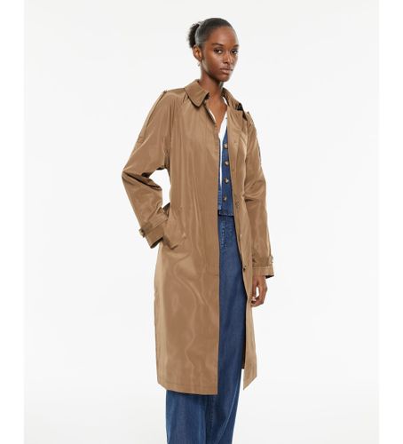 Til kvinder. V25PK105 Lang trenchcoat med brunt bælte (L), Casual, Polyester, Lange ærmer - SYSTEM ACTION - Modalova