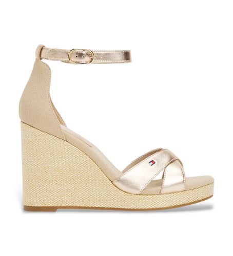 Til kvinder. FW0FW08811 Kilehælssandaler i metallisk (36), , Guldfarvet, mere end 10 cm, Spænder, Casual - Tommy Hilfiger - Modalova