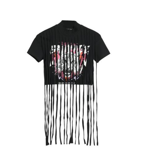 Til kvinder. 78HAHE01-CJ02E T-shirt med frynser (S), Casual, Bomuld, Korte ærmer - Versace Jeans Couture - Modalova