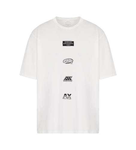 Til mænd. XM000755AF13106U0009 T-shirt med hvide logoer (S), Casual, Bomuld, Korte ærmer - Armani Exchange - Modalova