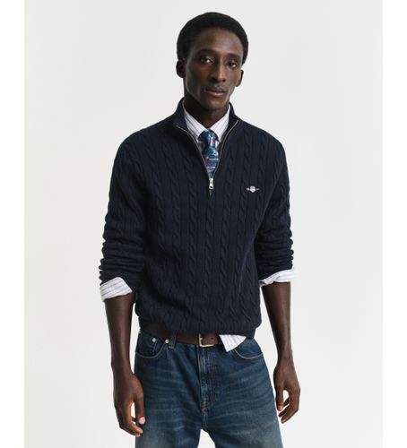 Til mænd. 8050603 Navy pullover med halv lynlås (S), Casual, Bomuld - Gant - Modalova