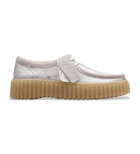 Til kvinder. 26181192 Torhill Bee sølvfarvede lædersko (36), Sølvfarvet, 3-5 cm, Blonder, Casual - Clarks - Modalova