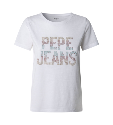 Til kvinder. PL506059 Victoria T-shirt (XS), Casual, Korte ærmer, Økologisk bomuld, Bæredygtig - Pepe Jeans - Modalova