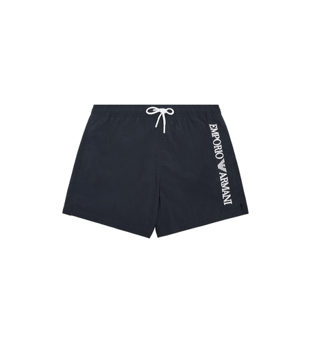 Til mænd. EM000583_AF12330 Badedragtshorts med lodret broderet navy-logo (S), Bomuld, Badetøj, Polyester - Emporio Armani - Modalova