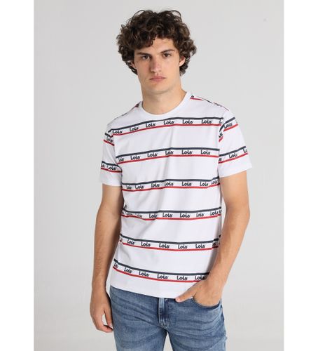 Til mænd. 158163066 Kortærmet T-shirt med striber og logoprint, (S), Casual, Bomuld, Korte ærmer - Lois Jeans - Modalova