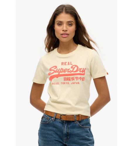 Til kvinder. W1011630A T-shirt fluorine med Vintage-logo (S), Casual, Bomuld, Korte ærmer - Superdry - Modalova