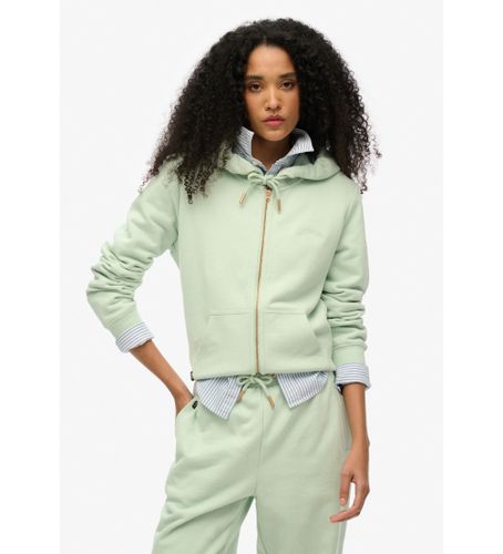 Til kvinder. W2012358A Hættetrøje med lynlås og logo Essential green (XS), Casual, , Bomuld - Superdry - Modalova