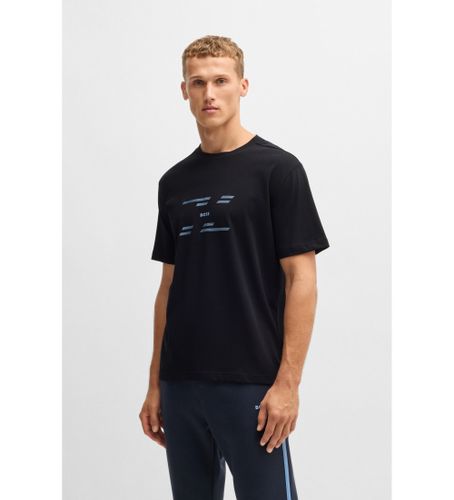 Til mænd. 50530997 T-shirt med afslappet pasform og navyfarvet årstidsillustration (M), Casual, Bomuld, Korte ærmer - BOSS - Modalova