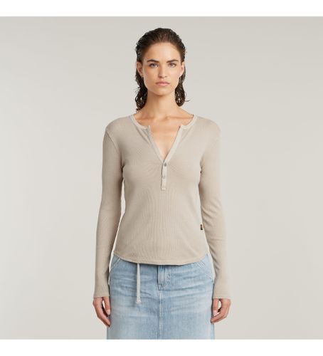 Til kvinder. D26140-D968-D848 Smal T-shirt med dyb V-hals, (S), Casual, Lange ærmer, Økologisk bomuld, Bæredygtig - G-Star - Modalova