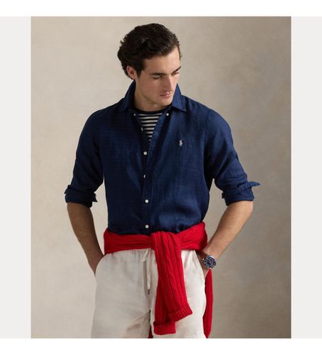 Til mænd. 710966294025 Navy hørskjorte (S), , Casual, Linned, Lange ærmer - Polo Ralph Lauren - Modalova