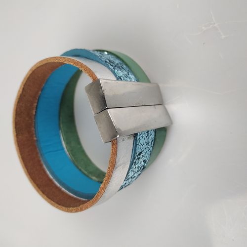 Bracelet manchette en cuir multirang - Label Emmaüs - Modalova