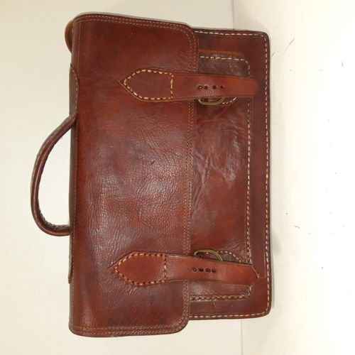 Cartable en cuir véritable, fabrication artisanale - Label Emmaüs - Modalova