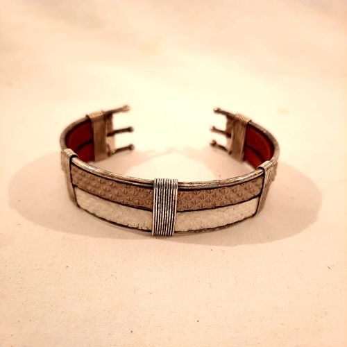 Bracelet Manchette cuir et métal - mesa - Modalova