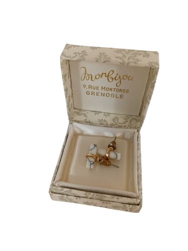 Boucles d'oreilles en métal et marbre - Label Emmaus - Modalova